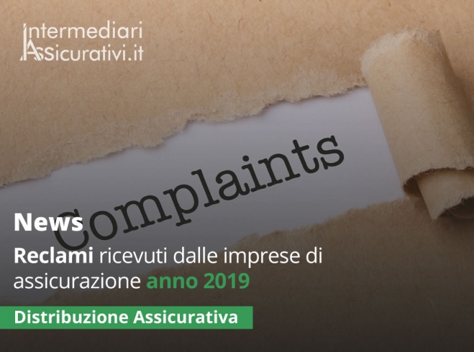 Reclami ricevuti dalle imprese di assicurazione anno 2019